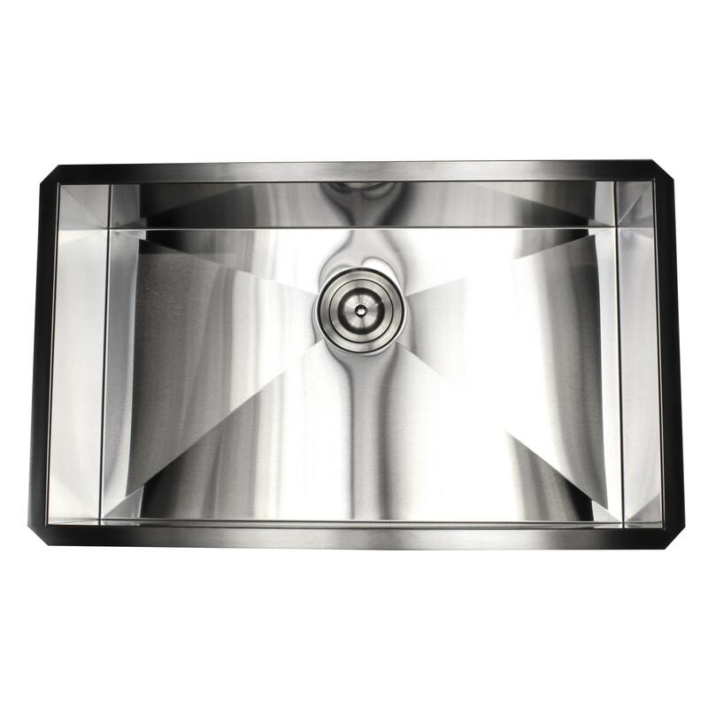 Undermount 30 in. x 18 in. x 10 in. Deep Stainless Steel 16-Gauge Single Bowl Zero Radius Kitchen Sink Combo
