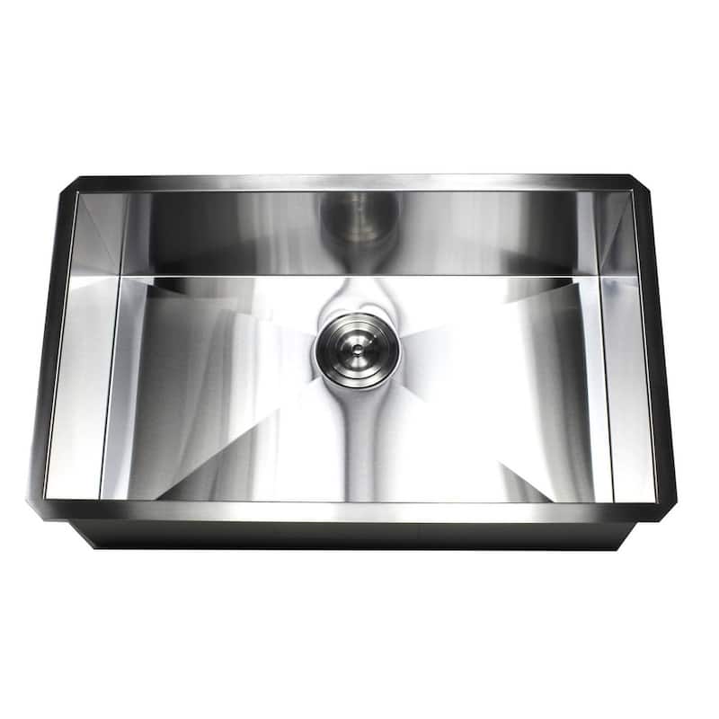 Undermount 30 in. x 18 in. x 10 in. Deep Stainless Steel 16-Gauge Single Bowl Zero Radius Kitchen Sink Combo