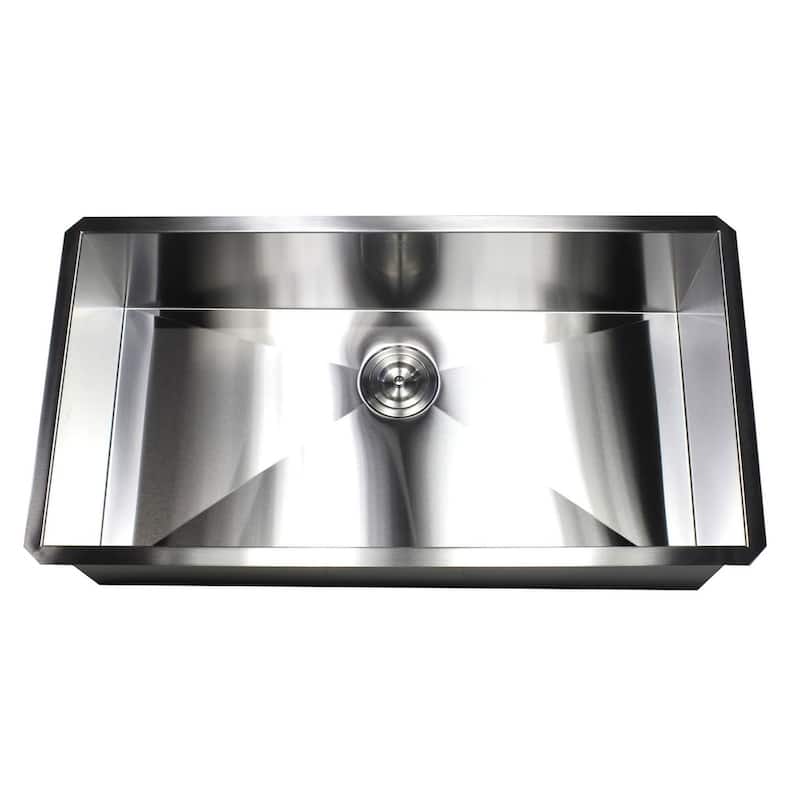 Undermount 36 in. x 19 in. x 10 in. Deep Stainless Steel 16-Gauge Single Bowl Zero Radius Kitchen Sink Combo
