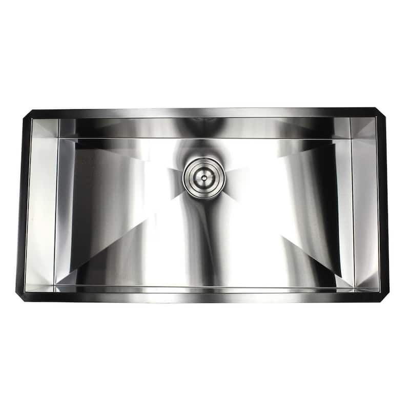 Undermount 36 in. x 19 in. x 10 in. Deep Stainless Steel 16-Gauge Single Bowl Zero Radius Kitchen Sink Combo