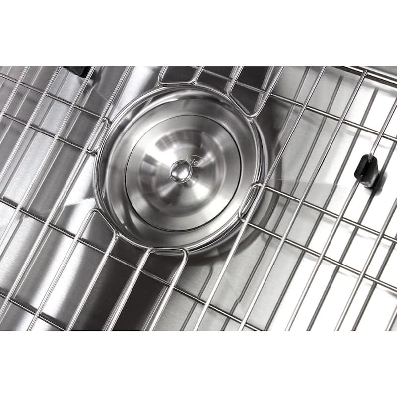 Undermount 36 in. x 19 in. x 10 in. Deep Stainless Steel 16-Gauge Single Bowl Zero Radius Kitchen Sink Combo