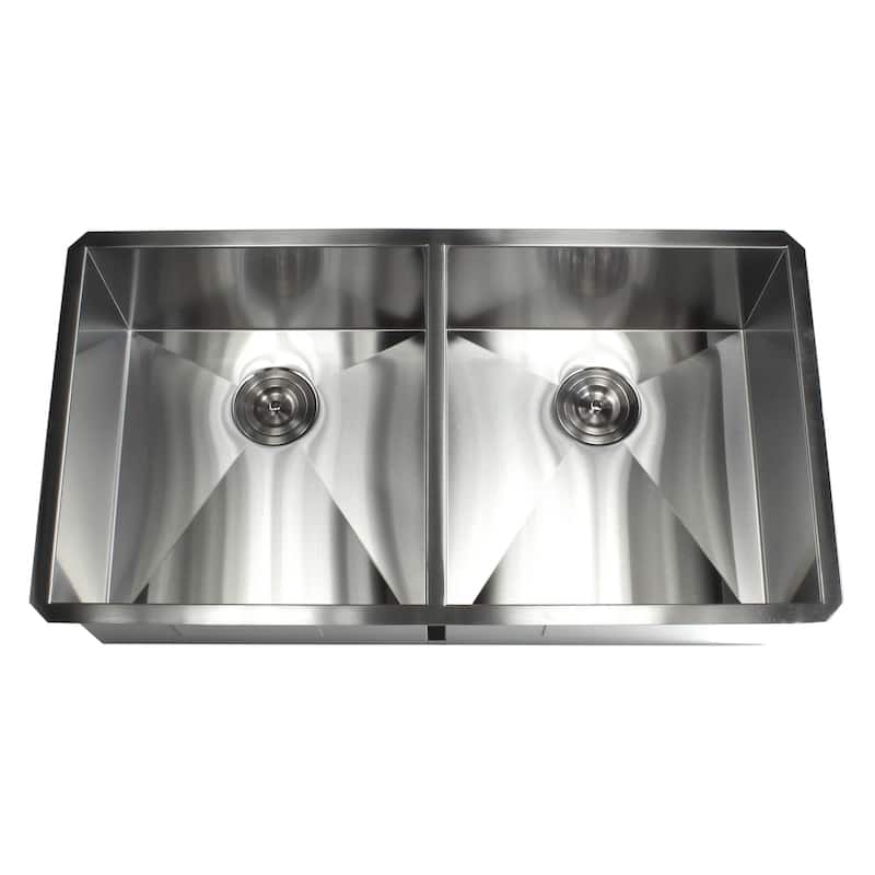 Undermount 37 in. x 20 in. x 10 in. Deep Stainless Steel 16-Gauge Double Bowl 50/50 Zero Radius Kitchen Sink Combo