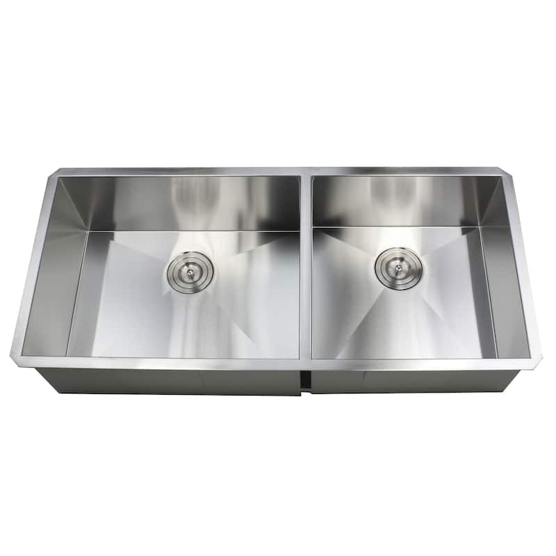 Undermount 42 in. x 20 in. x 10 in. Deep Stainless Steel 16-Gauge Double Bowl 60/40 Zero Radius Kitchen Sink Combo