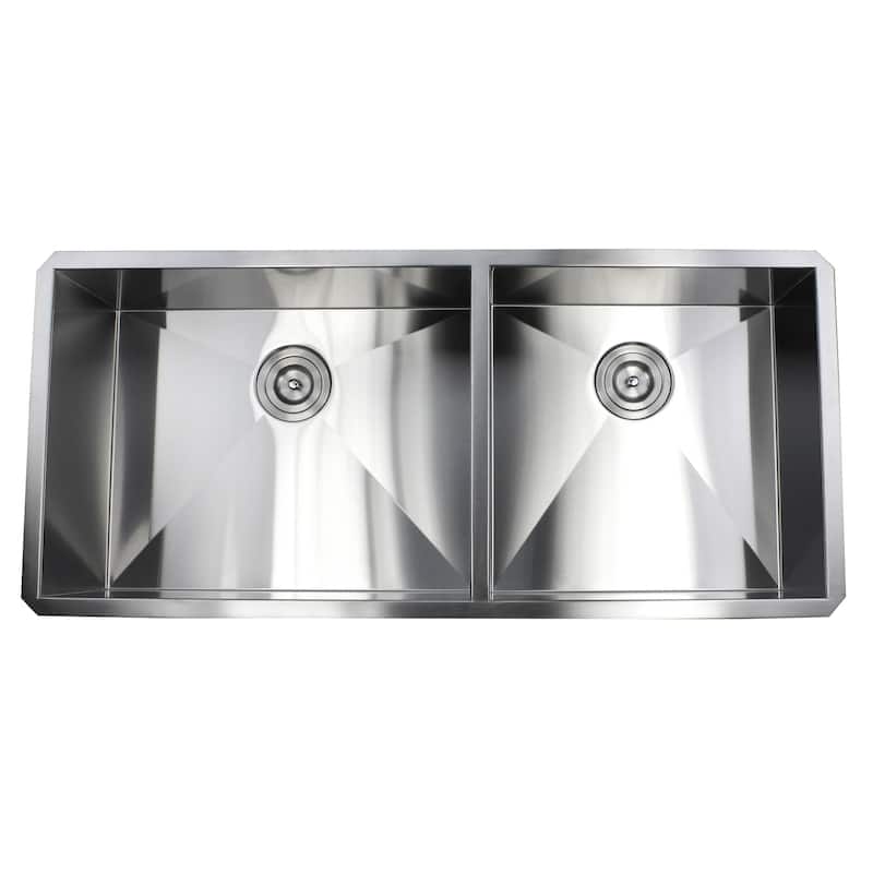 Undermount 42 in. x 20 in. x 10 in. Deep Stainless Steel 16-Gauge Double Bowl 60/40 Zero Radius Kitchen Sink Combo