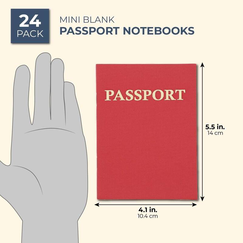 Juvale 24 Pack Blank Passport Notebook for Kids, 4.1 x 5.6 Inches