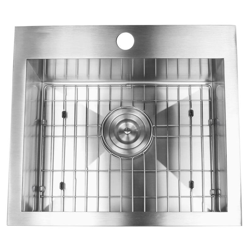 Topmount / Drop-in 19 in. x 17 in. x 9 in. Stainless Steel Prep / Bar / Island Single Bowl Zero Radius Kitchen Sink