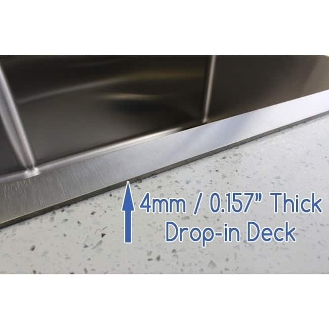 Topmount / Drop-in 19 in. x 17 in. x 9 in. Stainless Steel Prep / Bar / Island Single Bowl Zero Radius Kitchen Sink