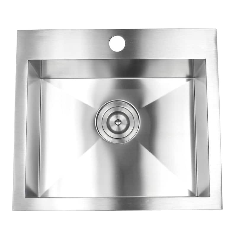 Topmount / Drop-in 19 in. x 17 in. x 9 in. Stainless Steel Prep / Bar / Island Single Bowl Zero Radius Kitchen Sink