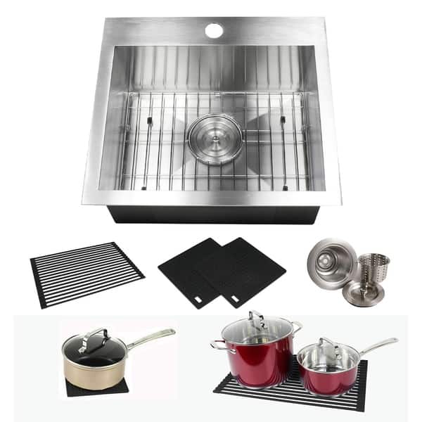 Undermount Stainless Steel 17 in. x 15 in. x 9 in. Prep / Bar / Island Single Bowl Zero Radius Kitchen Sink Combo Undermount Stainless Steel 17 in. x 15 in. x 9 in. Prep / Bar / Island Single Bowl Zero Radius Kitchen Sink Combo