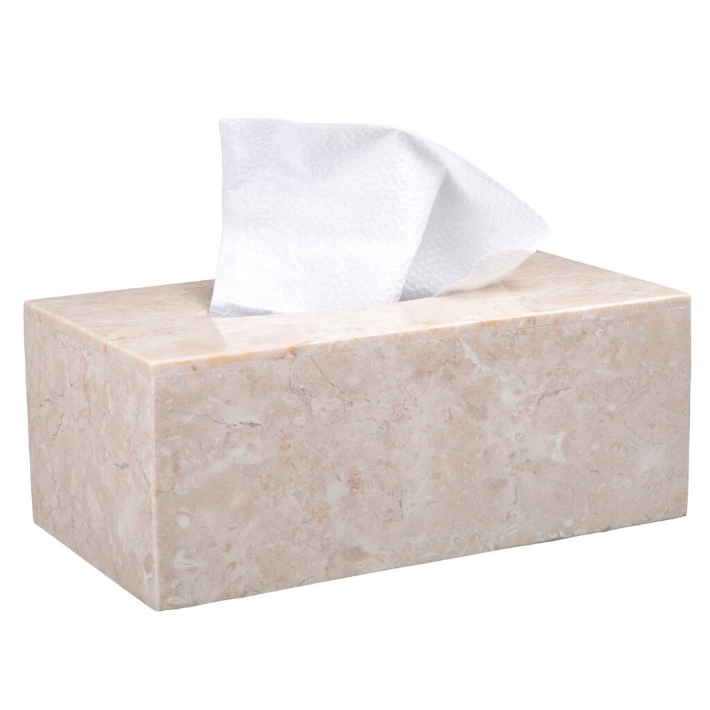 Creative Home Champagne Marble Rectangular Tissue Box Holder Cover - Beige - 5.3" L x 9.5" W x 3.5" H