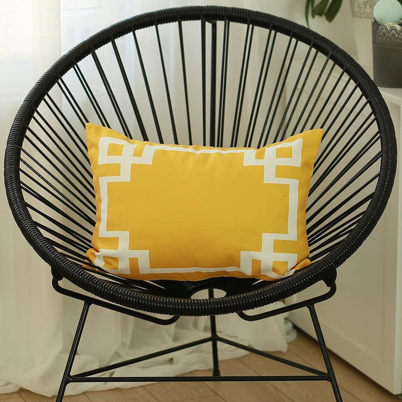 Geometric Greek Key Design Printed Decorative Throw Pillow Cover - Yellow