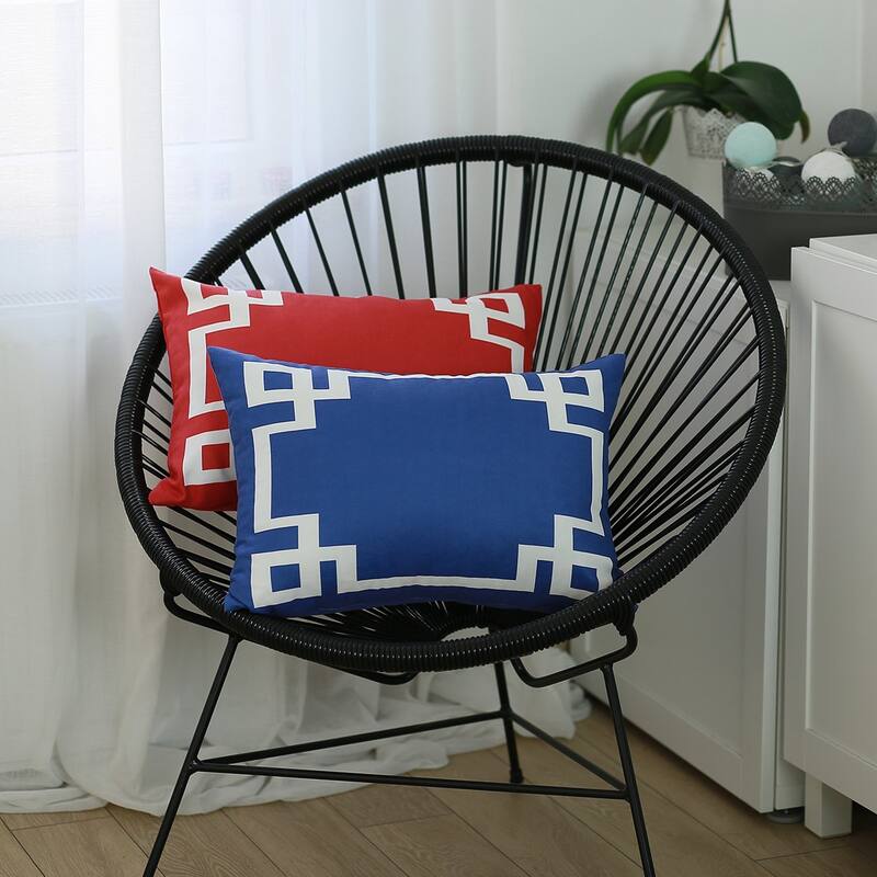 Geometric Greek Key Design Printed Decorative Throw Pillow Cover