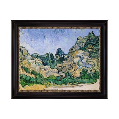 Mountains at Saint-Remy by Vincent Van Gogh Black Frame Oil Painting Canvas Print Size 24 In. x 19 In.