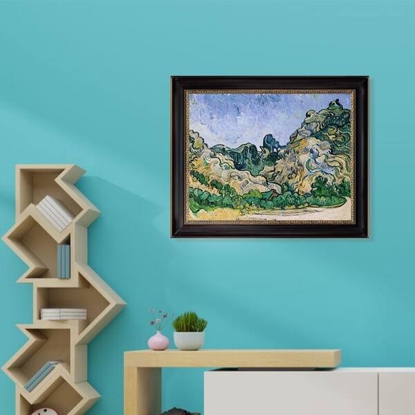 Mountains at Saint-Remy by Vincent Van Gogh Black Frame Oil Painting ...