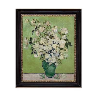 Vase of Roses by Vincent Van Gogh 1890 Oil Painting Print on Canvas 20 In. x 24 In.