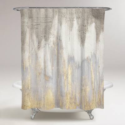 Oliver Gal 'Golden Caves' Abstract Decorative Shower Curtain - Gray, Gold
