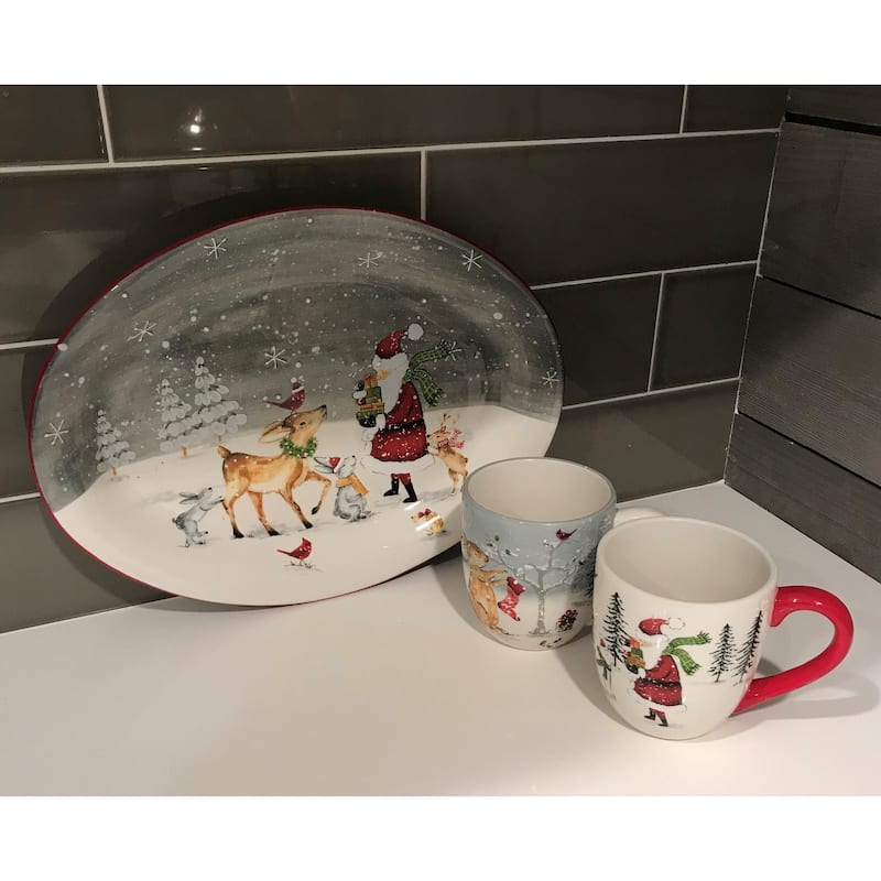 Red Vanilla Holiday Cheer Oval Platter 14.75"
