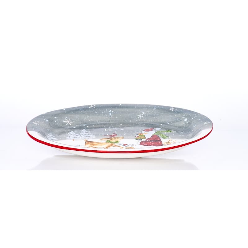 Red Vanilla Holiday Cheer Oval Platter 14.75"