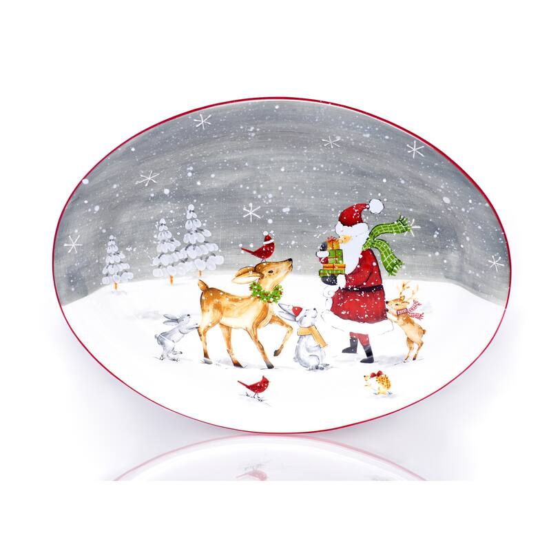 Red Vanilla Holiday Cheer Oval Platter 14.75"
