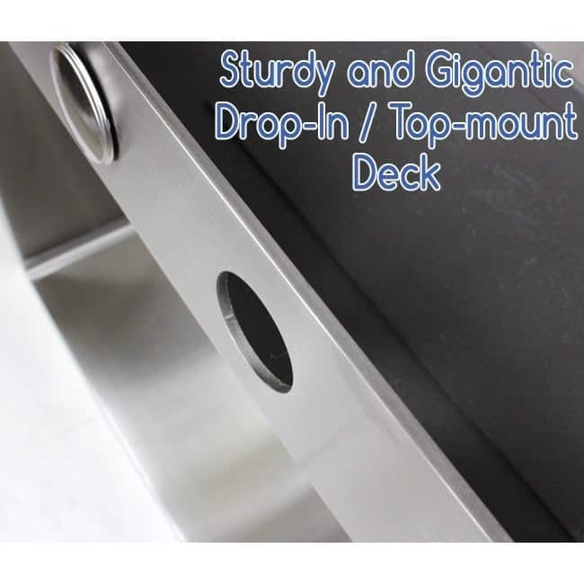 Topmount / Drop-in 16 Gauge 36 in. x 22 in. x 10 in. Stainless Steel Double Bowl 50/50 Zero Radius Kitchen Sink