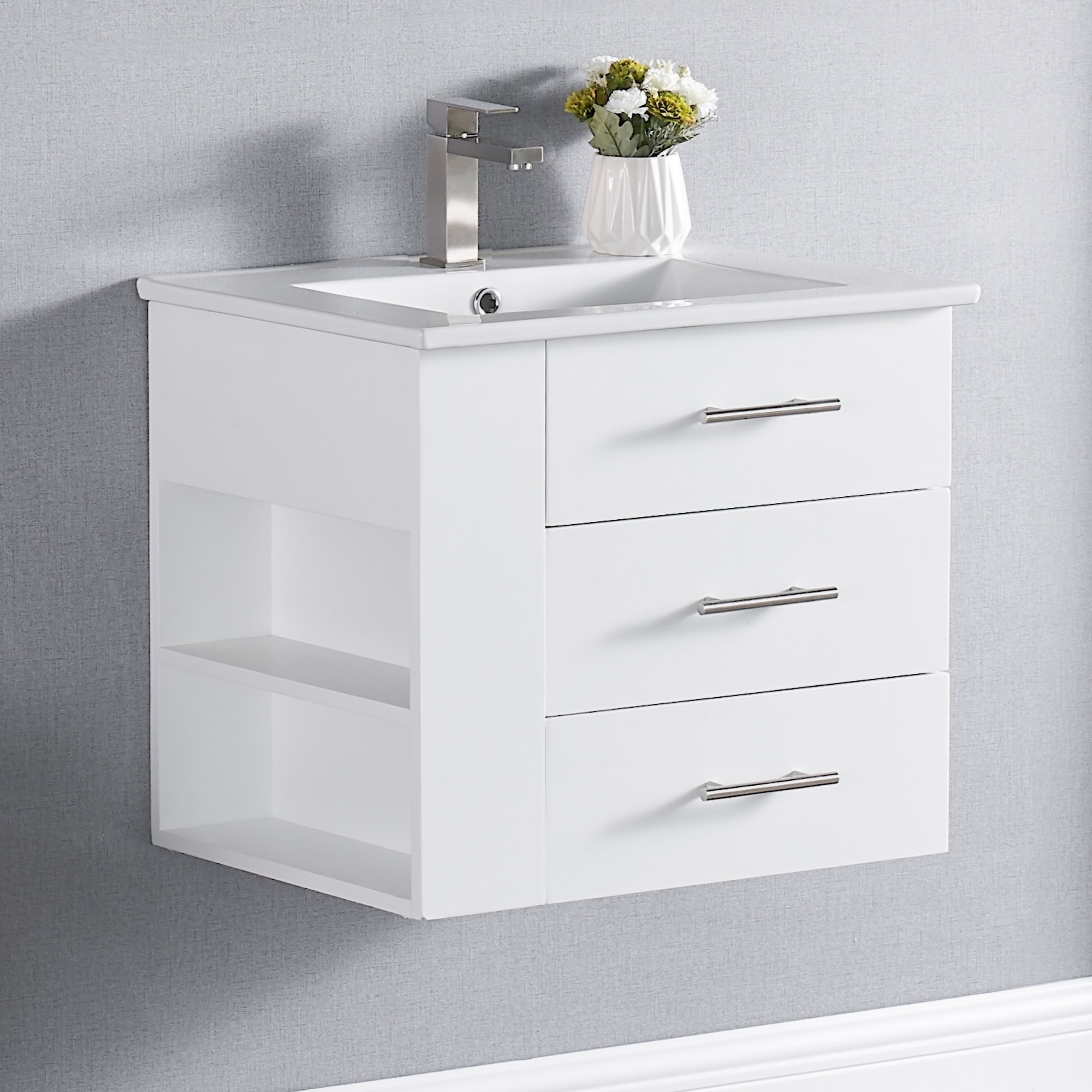 Shop Copper Grove Dalat 24 Inch Single Sink Wall Mount Bathroom Vanity Set With Ceramic Top Overstock 30074174 White Left Open Shelve Without Mirror