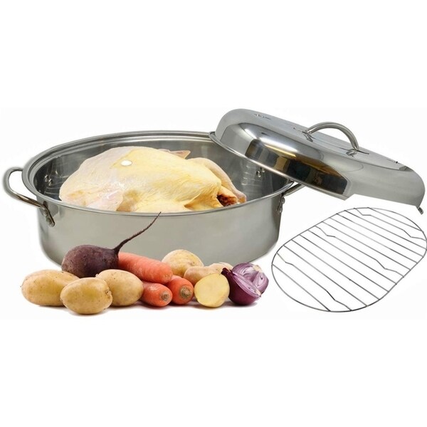 Best Stainless Steel Roasting Pan With Lid : 301 Moved Permanently : It is an oven and broiler safe cook ware withstand up to 600f (except the lid), with a limited lifetime calphalon contemporary stainless steel roasting pan.