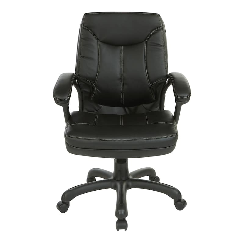 Executive Mid-Back Faux Leather Chair with Stitching