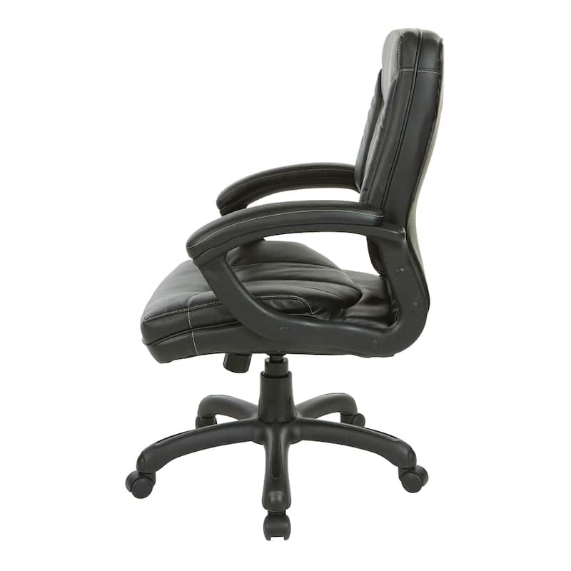 Executive Mid-Back Faux Leather Chair with Stitching