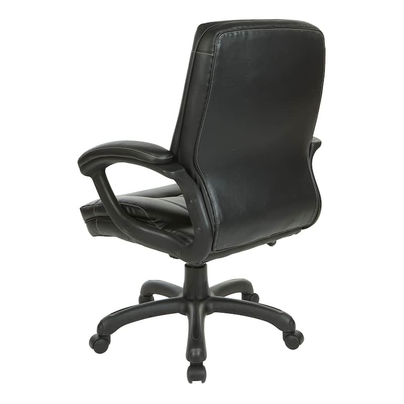 Executive Mid-Back Faux Leather Chair with Stitching