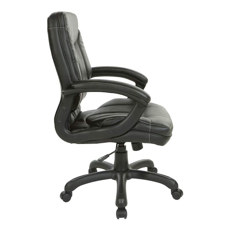 Executive Mid-Back Faux Leather Chair with Stitching