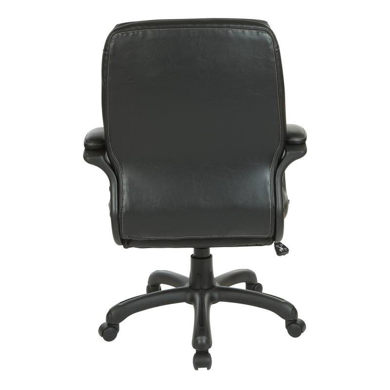 Executive Mid-Back Faux Leather Chair with Stitching
