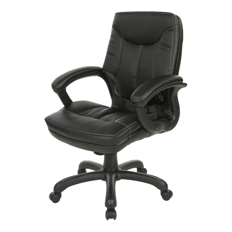 Executive Mid-Back Faux Leather Chair with Stitching