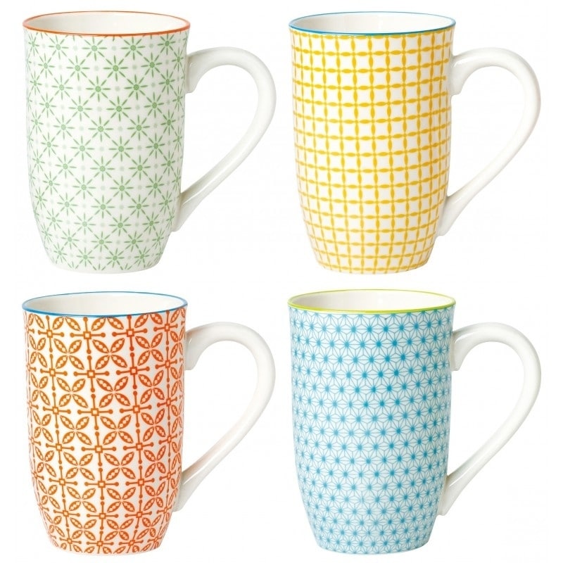 Japanese-style Tall 18-ounce Assorted Coffee Mugs (Set of 4)