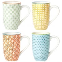 4.9 oz Geometric Flared 6pcs Glass Tea Cups with Handles