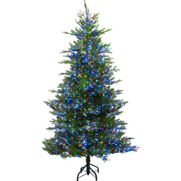 Shop Fraser Hill Farm 9 Ft Aurora Green Christmas Tree With Multi Color Cluster Rice Led Lights Overstock 30077235