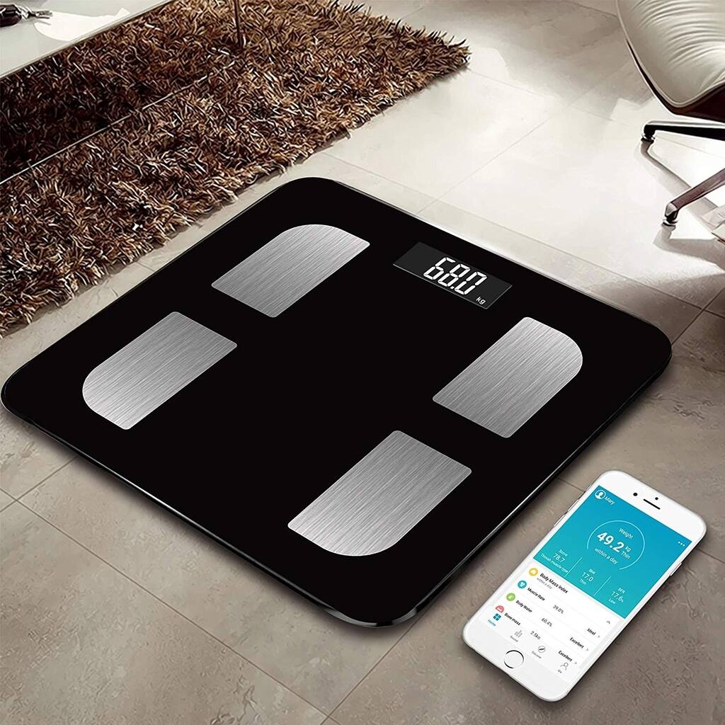 True Integral Bluetooth Body Fat Smart Scale with Smartphone APP, BMI Digital Scale, Bathroom Wireless Weight Scale, in Black