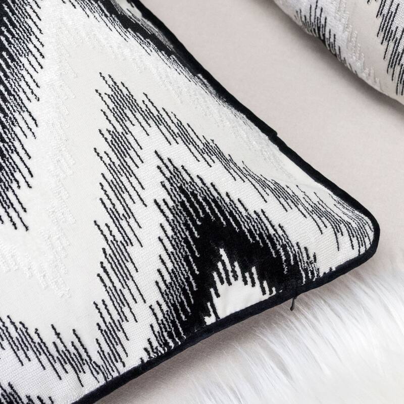 Black Series Zig Zag Liner Velvet Large Sofa Couch Pillow