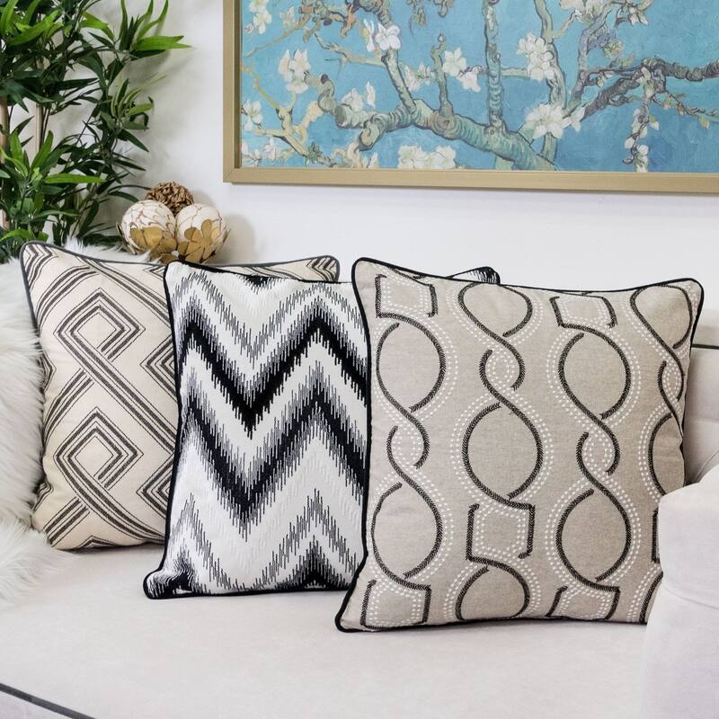 Black Series Zig Zag Liner Velvet Large Sofa Couch Pillow