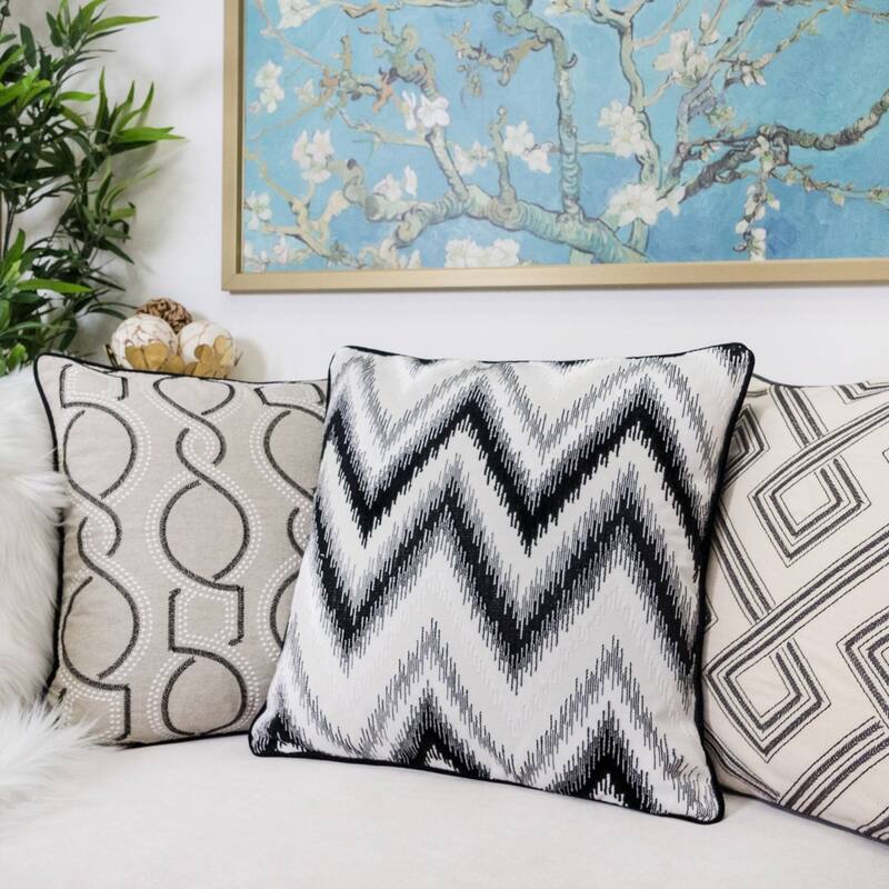 Black Series Zig Zag Liner Velvet Large Sofa Couch Pillow