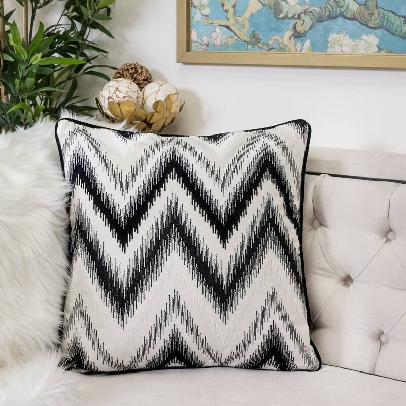 Black Series Zig Zag Liner Velvet Large Sofa Couch Pillow