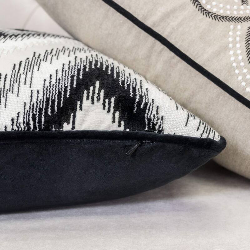 Black Series Zig Zag Liner Velvet Large Sofa Couch Pillow