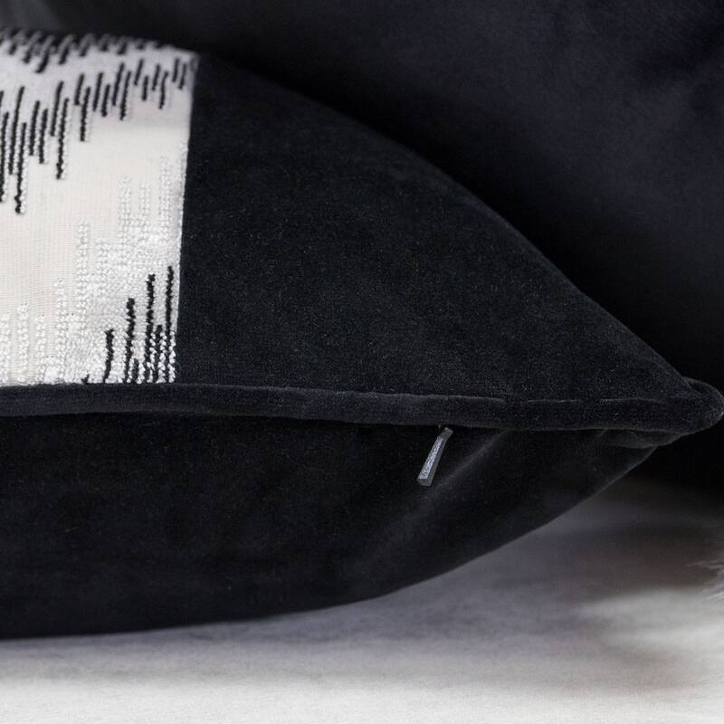 Black Series Zig Zag Liner Velvet Large Sofa Couch Pillow