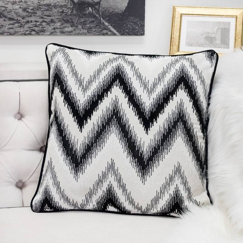 Black Series Zig Zag Liner Velvet Large Sofa Couch Pillow
