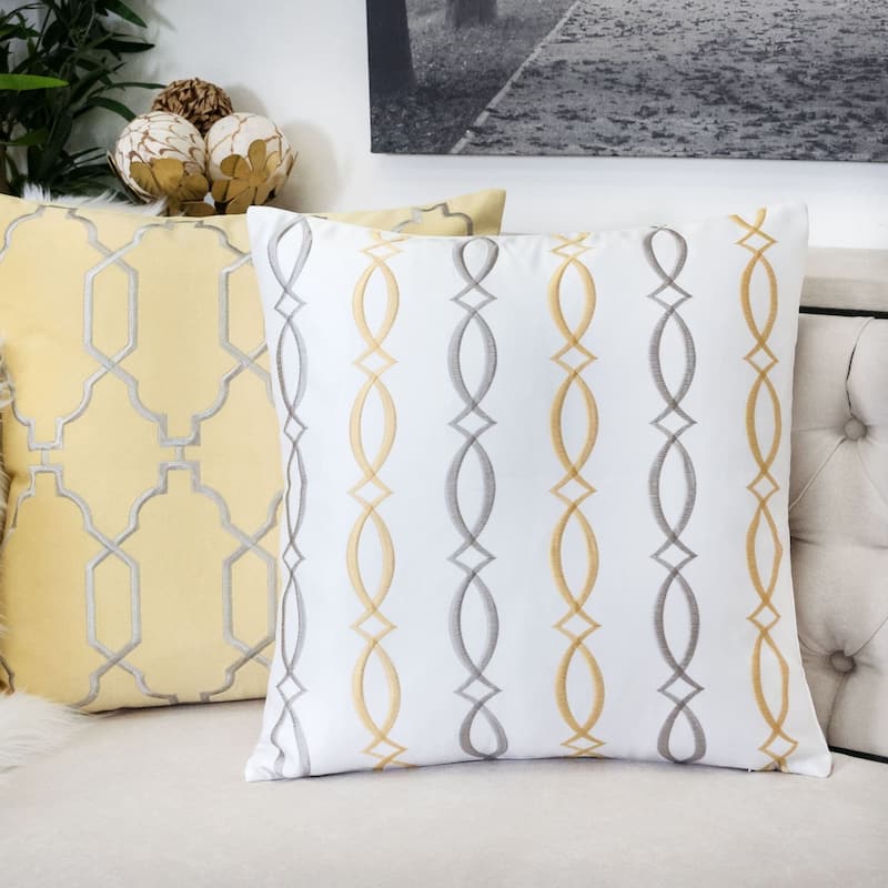 Rylee Embroidery 20" Square Decorative Throw Pillow