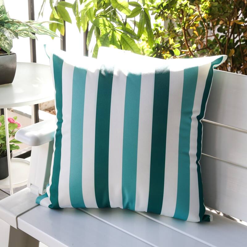 Striped Outdoor Throw Pillow by Havenside Home - Green - Set of 2