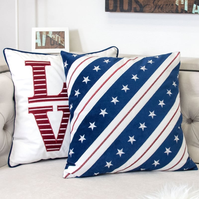 Stripes Independence Day 20" Square Decorative Throw Pillow