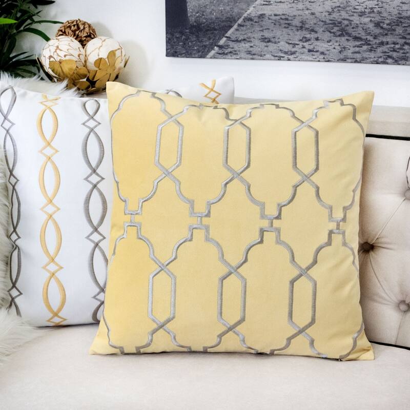 Katherine Embroidery 20" Square Decorative Throw Pillow