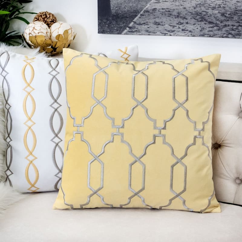Katherine Embroidery 20" Square Decorative Throw Pillow