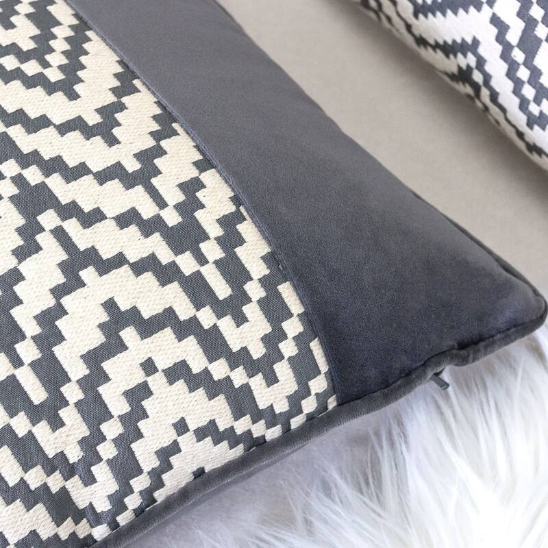 Hannah Chevron Bow Throw Pillow, 14"x20"