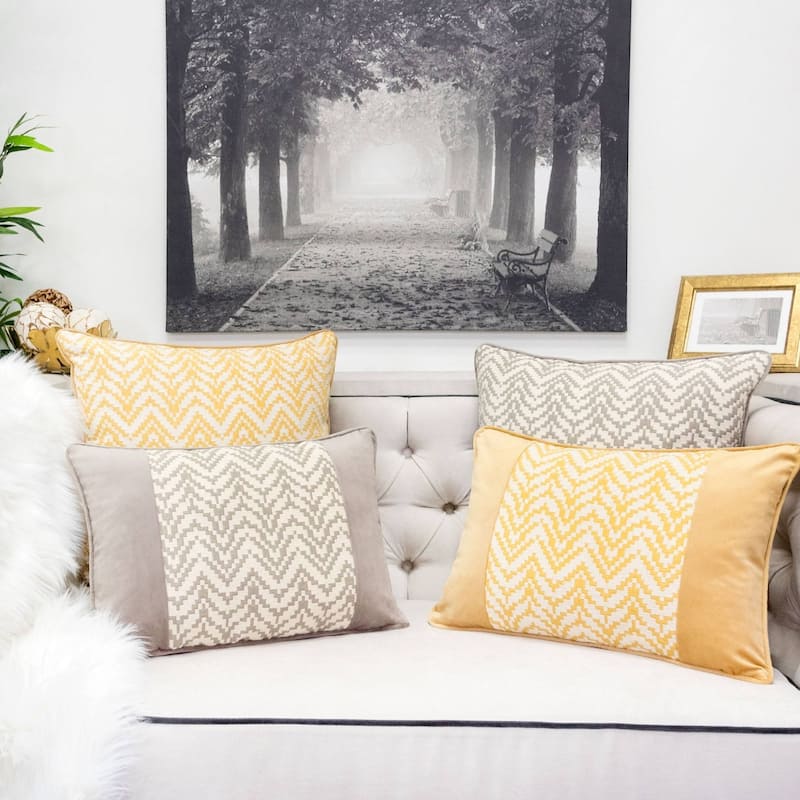 Hannah Chevron Bow Throw Pillow, 14"x20"